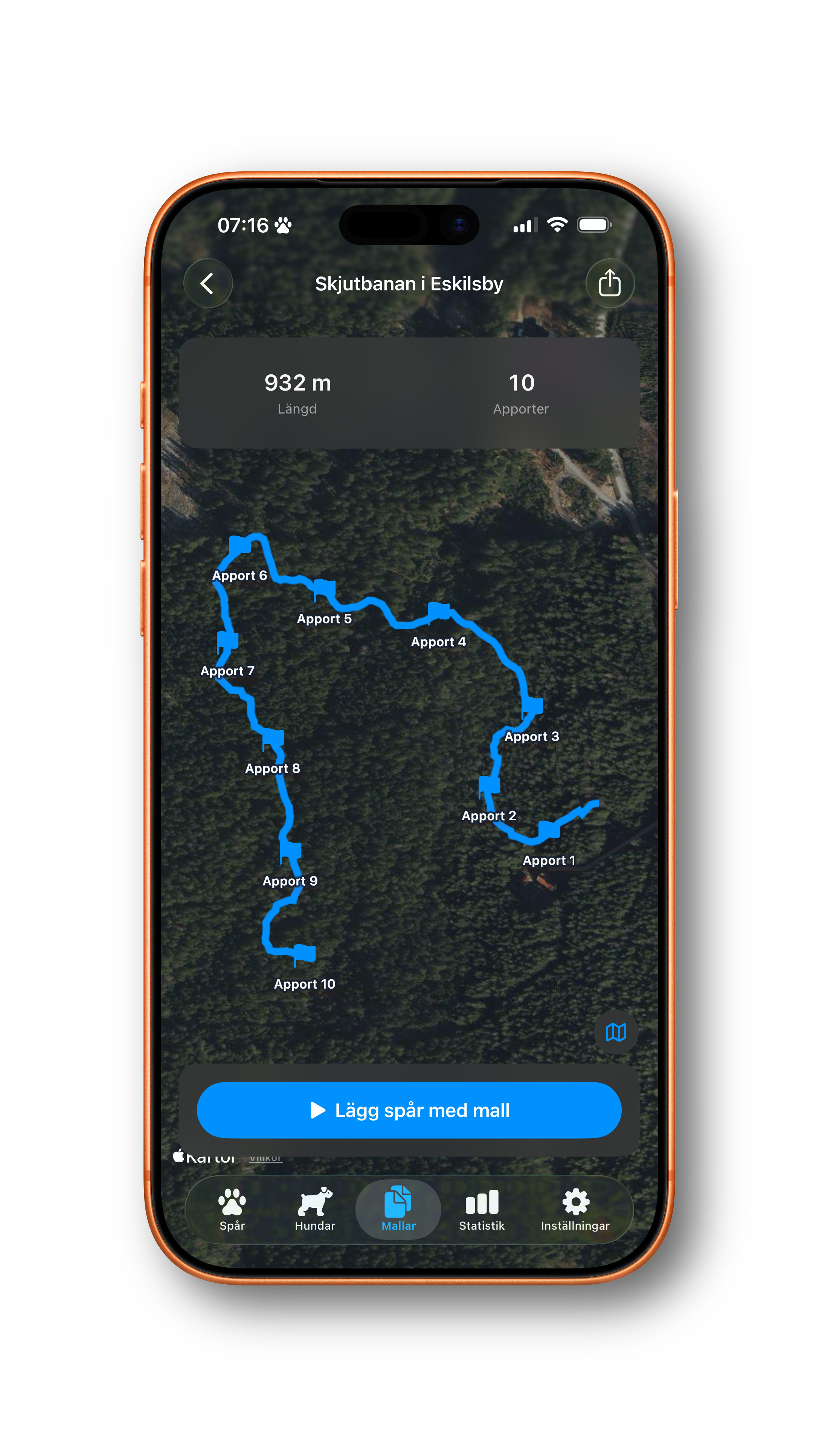 Spårhunden app mockup